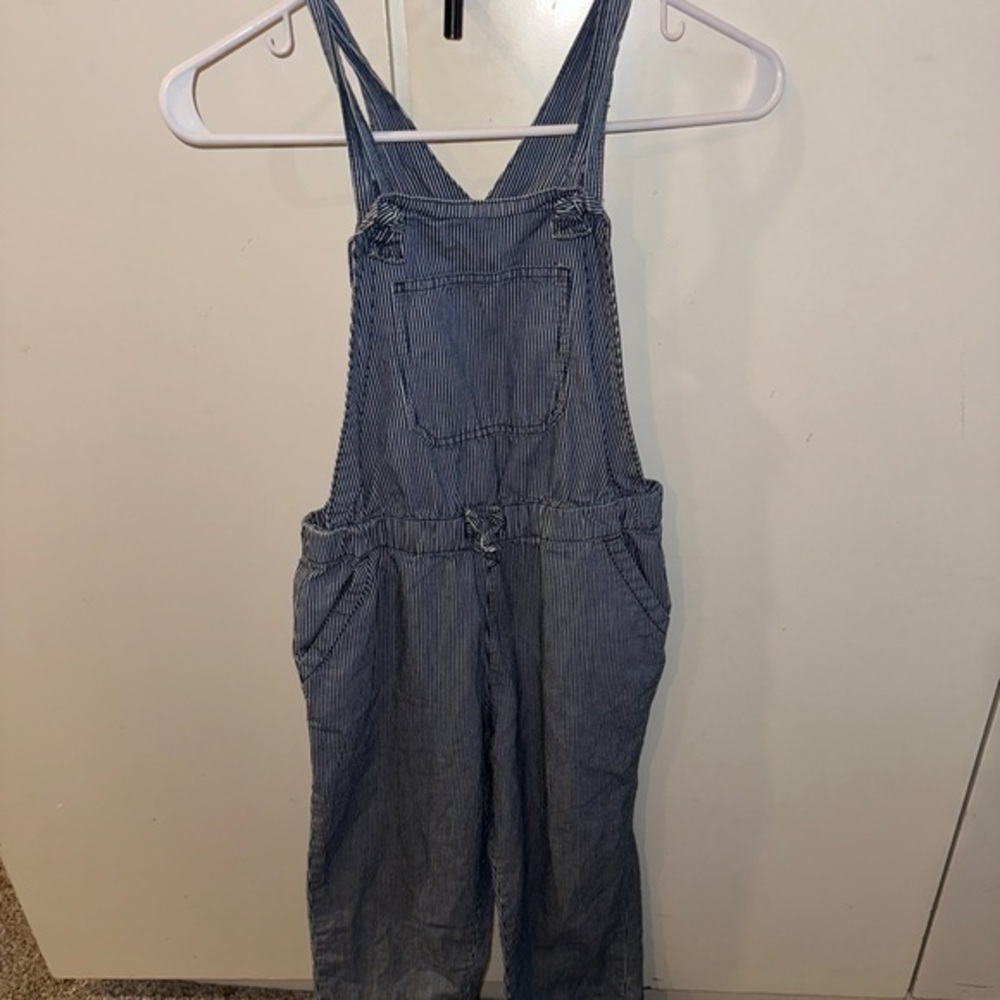 OshKosh B'Gosh Vintage Overalls Denim Vestbak Railroad Striped Size 10 EXCELLENT